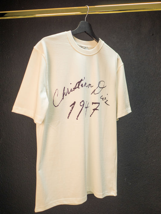 Тениска Christian Dior, бяла с надпис